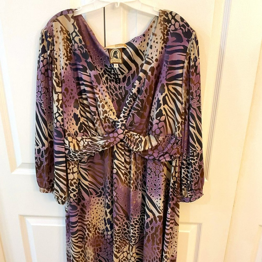 Purple and Brown Animal Print knit Dress by Lee Lee's Valise in Plus size 3.